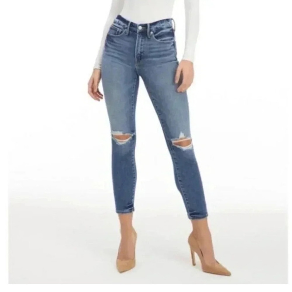 Good American Good Legs Crop Distressed Skinny Jeans